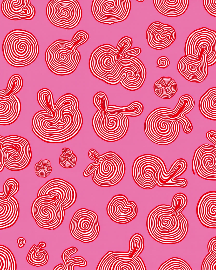 Whimsical Red Swirl Abstract Forms Rug