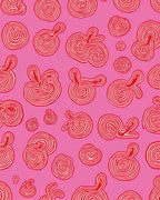 Whimsical Red Swirl Abstract Forms Rug