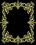 Elegant Golden Floral Scroll Border Design Rug