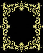Elegant Golden Floral Scroll Border Design Rug