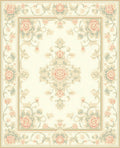 Floral Damask Centerpiece Ivory Border Rug