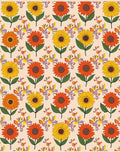 Retro Floral Sunflowers and Leaves Rug