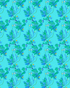 Aqua Floral Botanical Pattern Design Rug