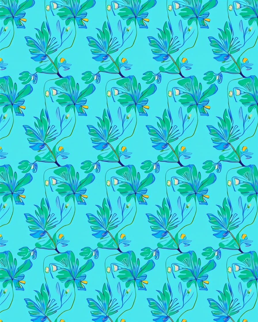Aqua Floral Botanical Pattern Design Rug