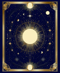 Cosmic Sun Moon Geometric Design Rug