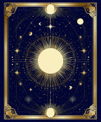 Cosmic Sun Moon Geometric Design Rug