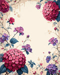 Vibrant Floral Hydrangea Botanical Pattern Rug