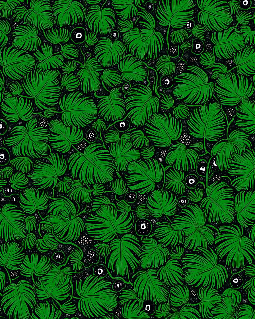Lush Green Leaf and Berry Pattern Rug