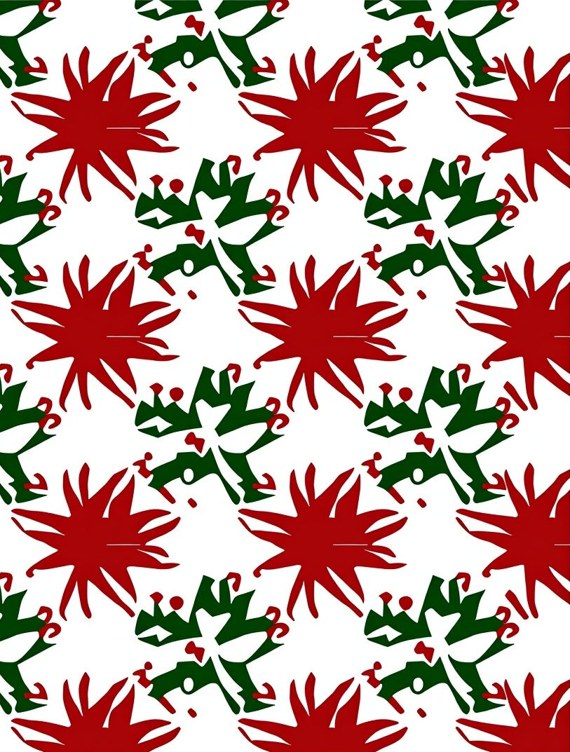 Red Starburst Green Abstract Repeat Rug
