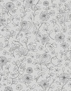 Delicate Outline Floral Pattern Rug