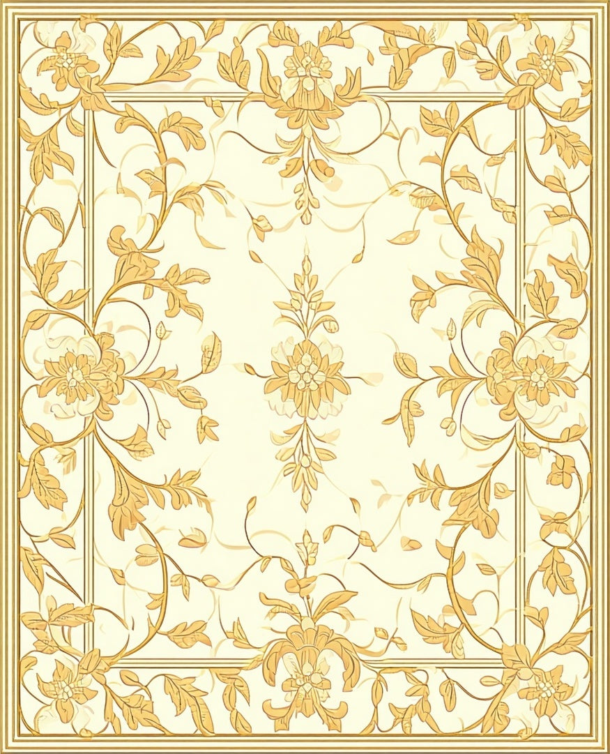 Classic Floral Vine Border Rug