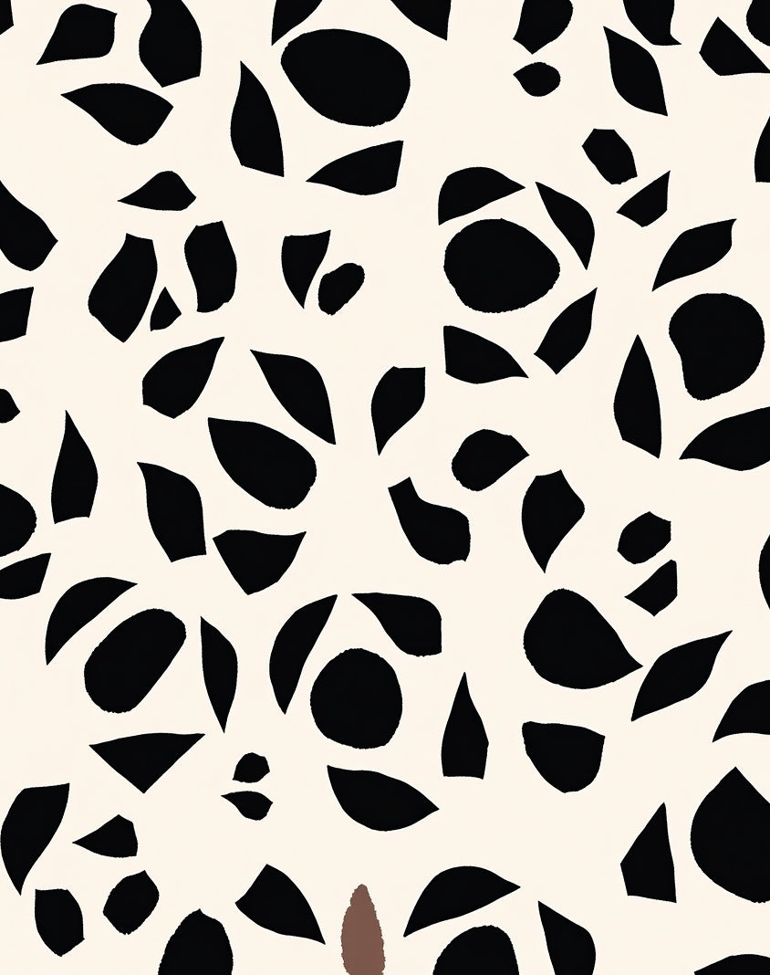 Abstract Black White Organic Shapes Rug