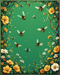 Whimsical Bees and Flowers Pattern Rug