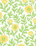Yellow Daisy Botanical Illustration Rug