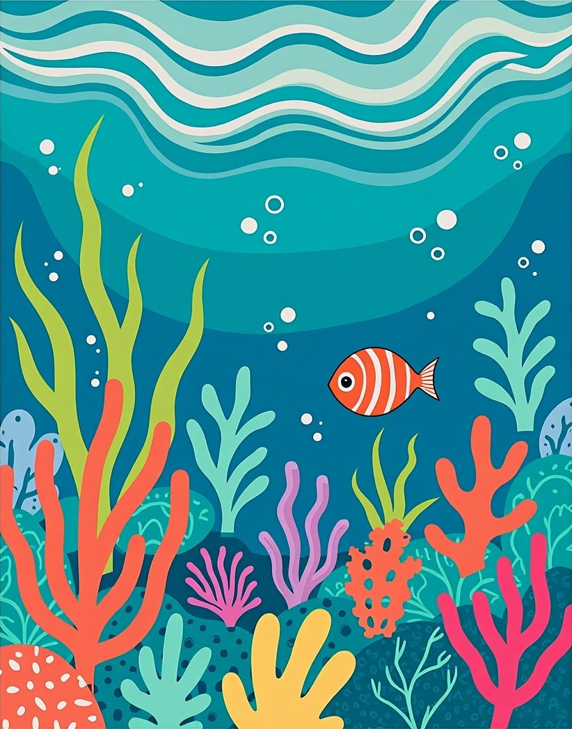 Ocean Coral Reef Kids Fun Design Rug