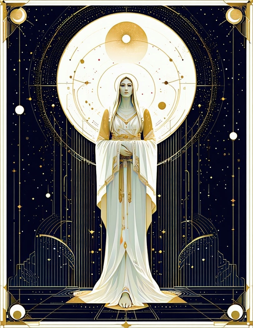 Celestial Oracle Geometric Gold Rug