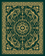 Golden Scroll Floral Pattern Rug