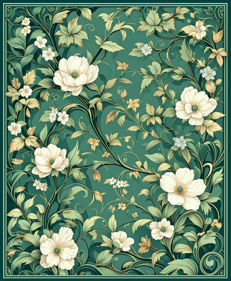Classic Floral Vine Leaf Pattern Rug