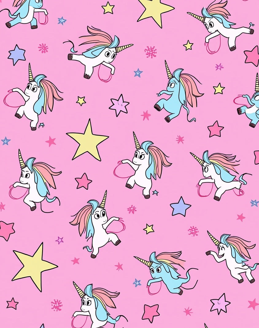 Playful Unicorns and Stars Pattern Rug