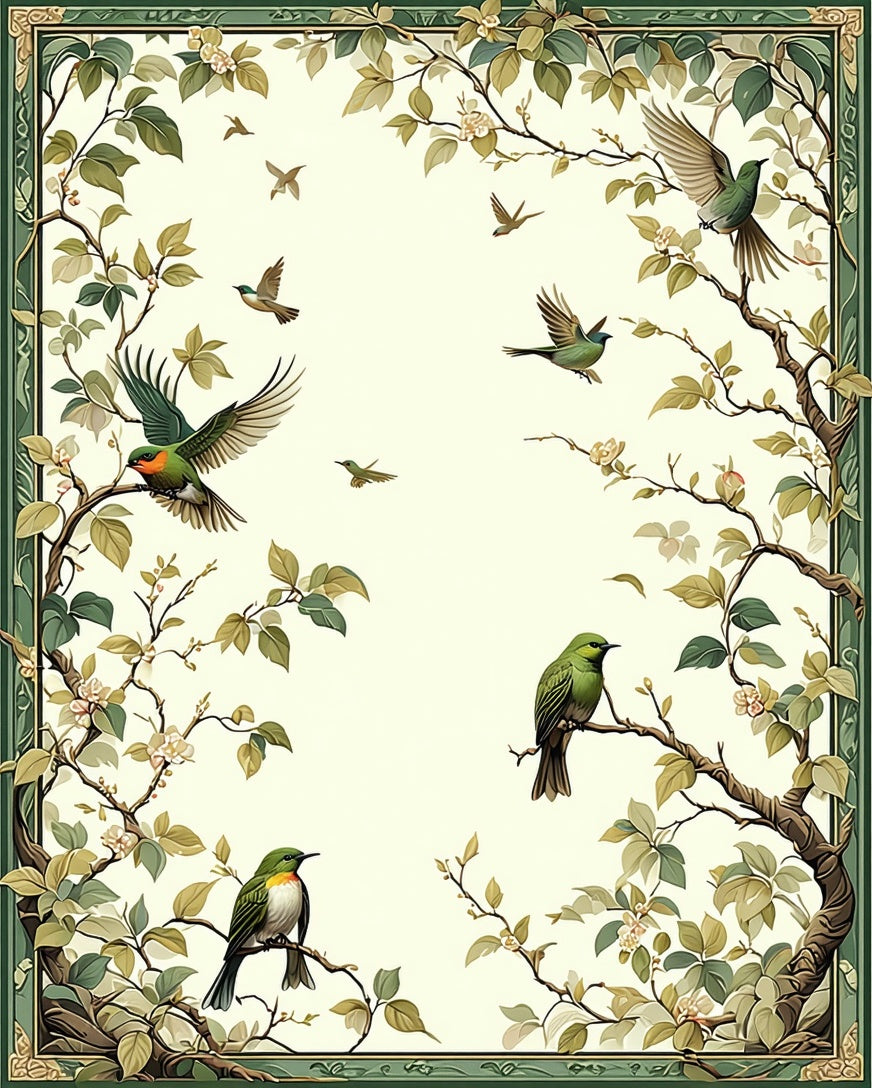 Birds Amidst Foliage And Branches Rug