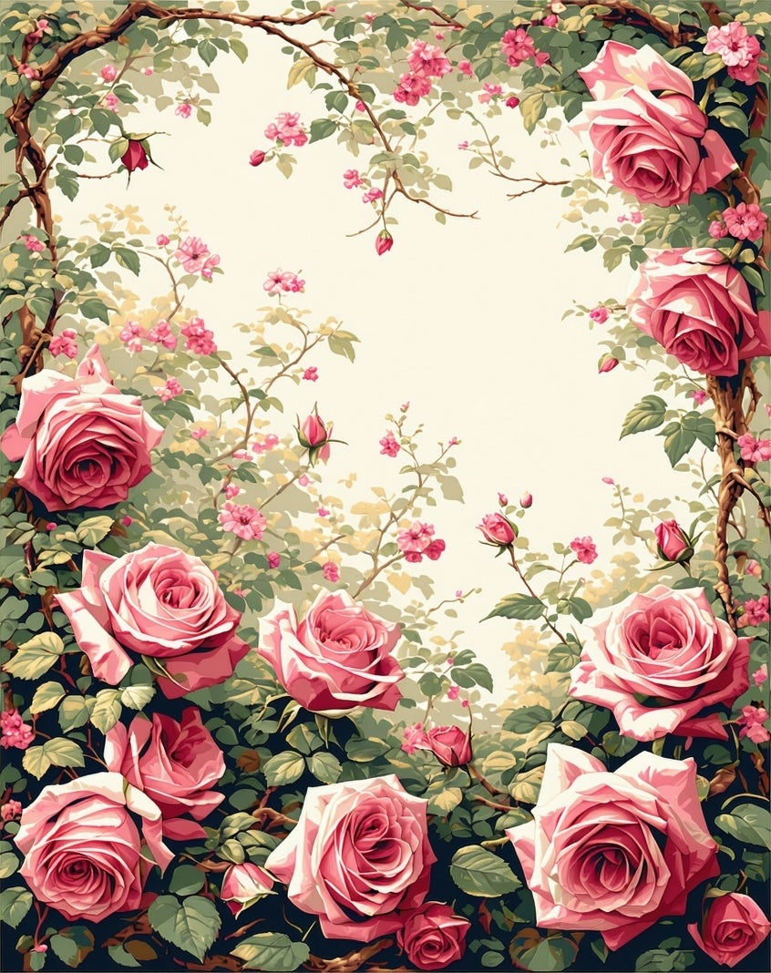 Vintage Rose Garden Floral Design Rug