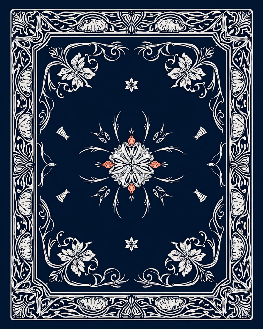 Art Nouveau Floral Border Pattern Rug