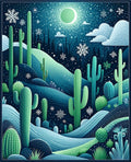 Winter Desert Cactus Snowflakes Design Rug