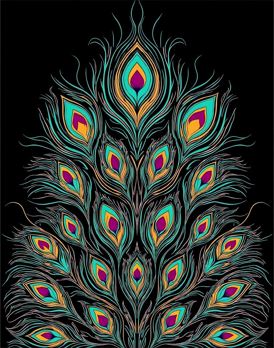 Vibrant Peacock Feather Pattern Design Rug
