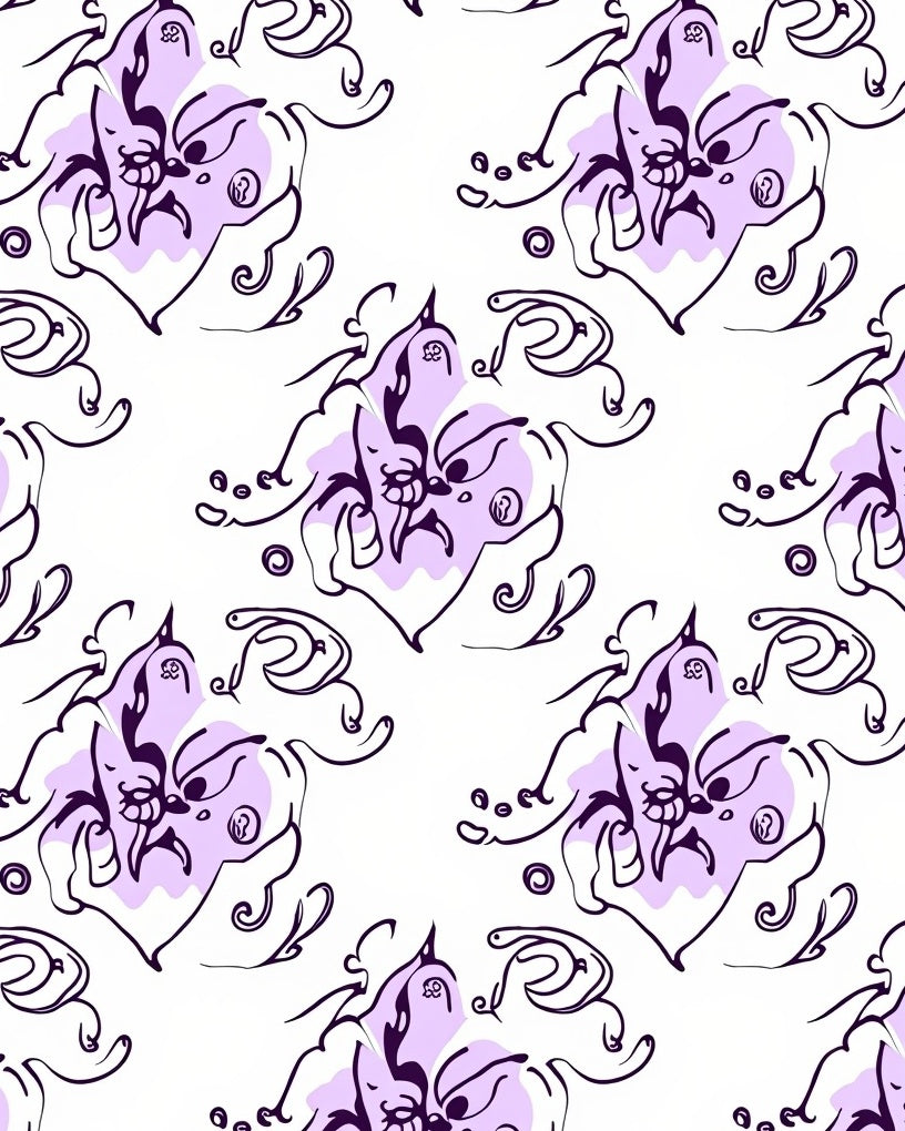Whimsical Floral Sketch Pattern Rug