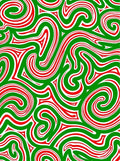 Crimson Swirls and Green Waves Rug