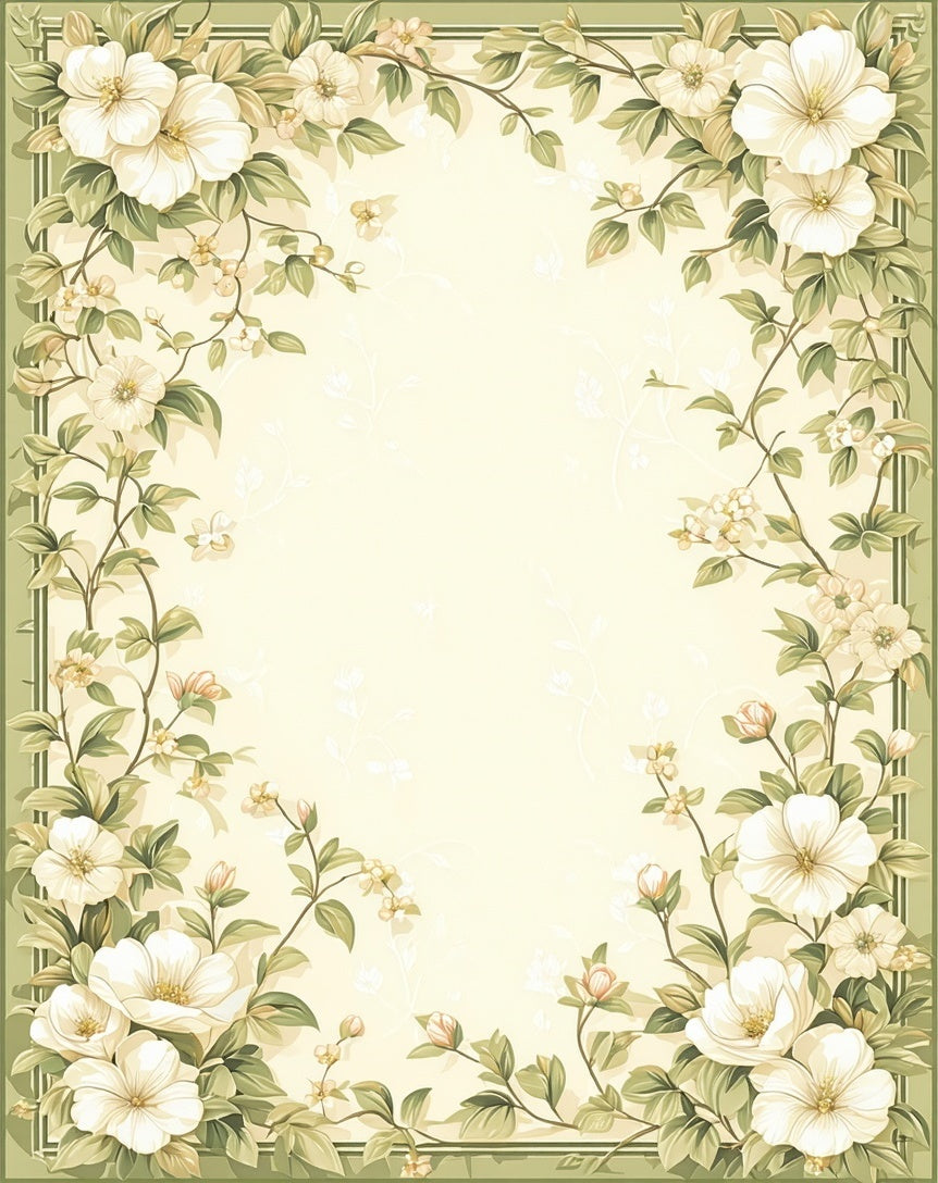 Floral Vine Border Design Rug
