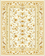 Golden Floral Bordered Rectangular Design Rug