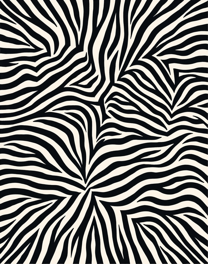 Bold Black White Stripe Pattern Rug