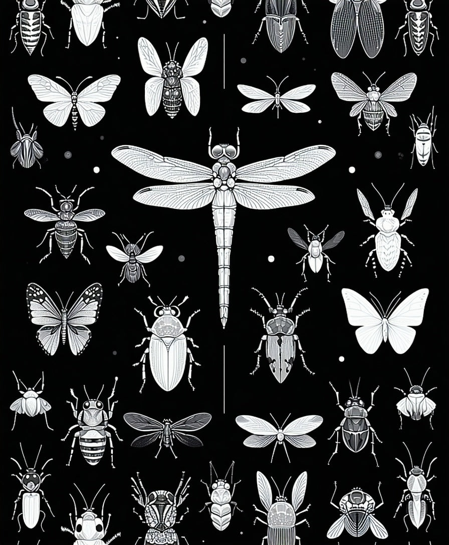 Monochromatic Insect Pattern Rug