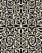 Bold Black Ivory Organic Pattern Rug