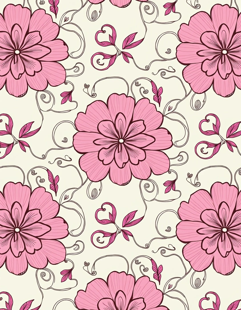 Enchanting Pink Floral Garden Pattern Rug