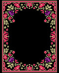 Floral Frame Vibrant Red Purple Design Rug
