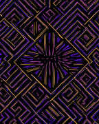 Modern Geometric Purple Orange Lines Rug