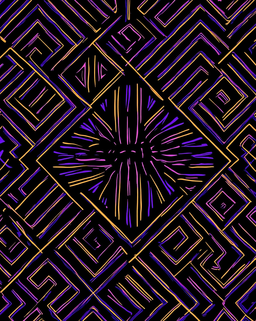 Modern Geometric Purple Orange Lines Rug