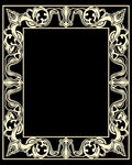 Art Nouveau Beige Black Floral Border Rug