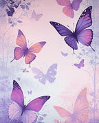 Purple Floral Butterfly Pattern Decor Rug