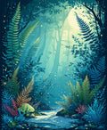 Enchanted Forest Fern Pattern Rug
