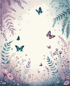 Pastel Floral Butterfly Garden Design Rug