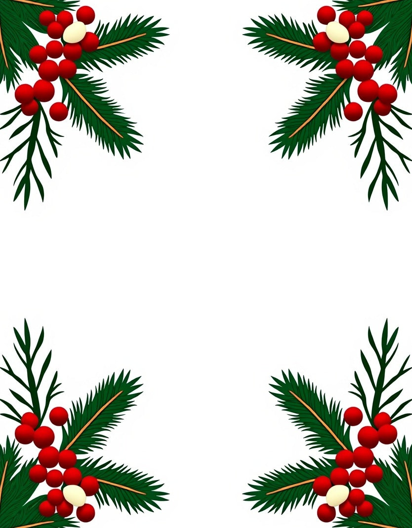 Christmas Holly Berry Festive Border Rug