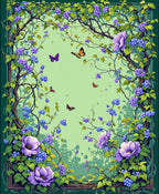 Vibrant Floral Vine Butterfly Garden Rug