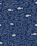 Whimsical Fish Swirling Currents Pattern Rug