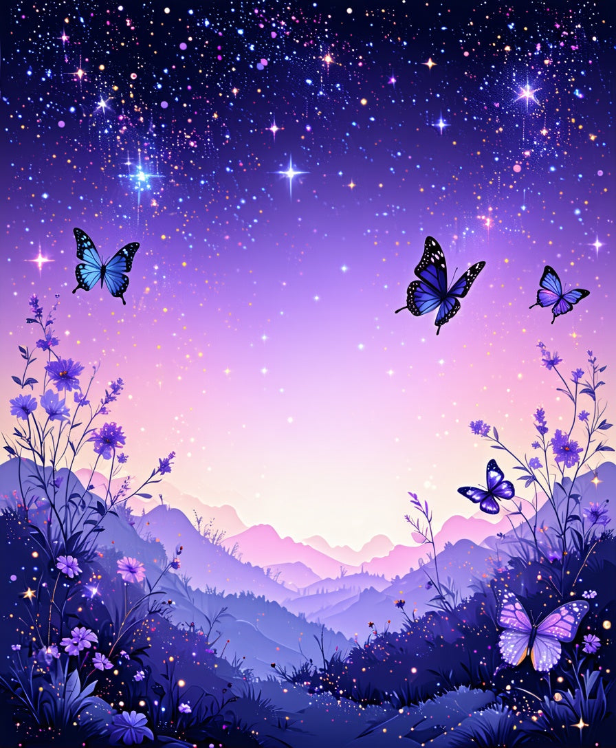 Whimsical Butterfly Night Sky Design Rug