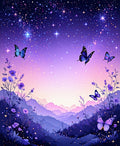 Whimsical Butterfly Night Sky Design Rug