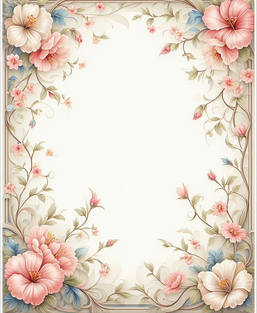Pastel Floral Border Design Rug