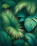 Lush Green Tropical Leaf Pattern Rug